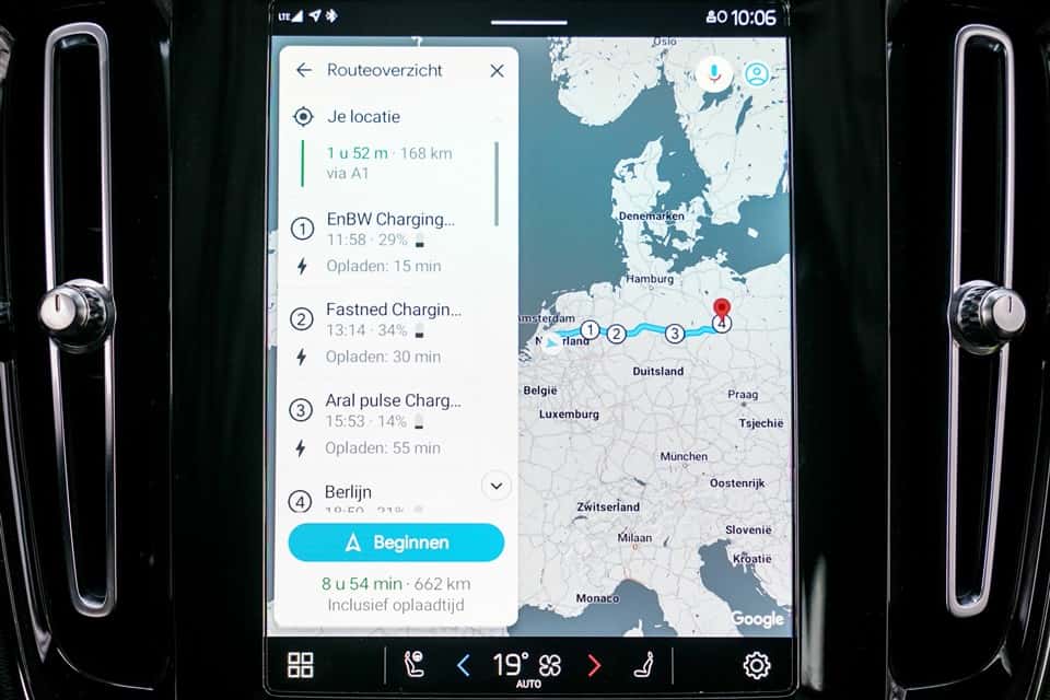Google Maps navigatiesysteem in Volvo C40
